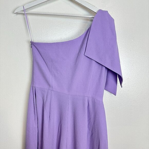 DRESS THE POPULATION Tiffany One-Shoulder Jumpsuit in Wisteria Size Medium - Picture 7 of 11